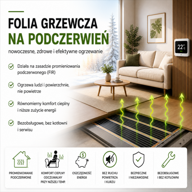 folia grzewcza na podczerwień - infografika wstępna